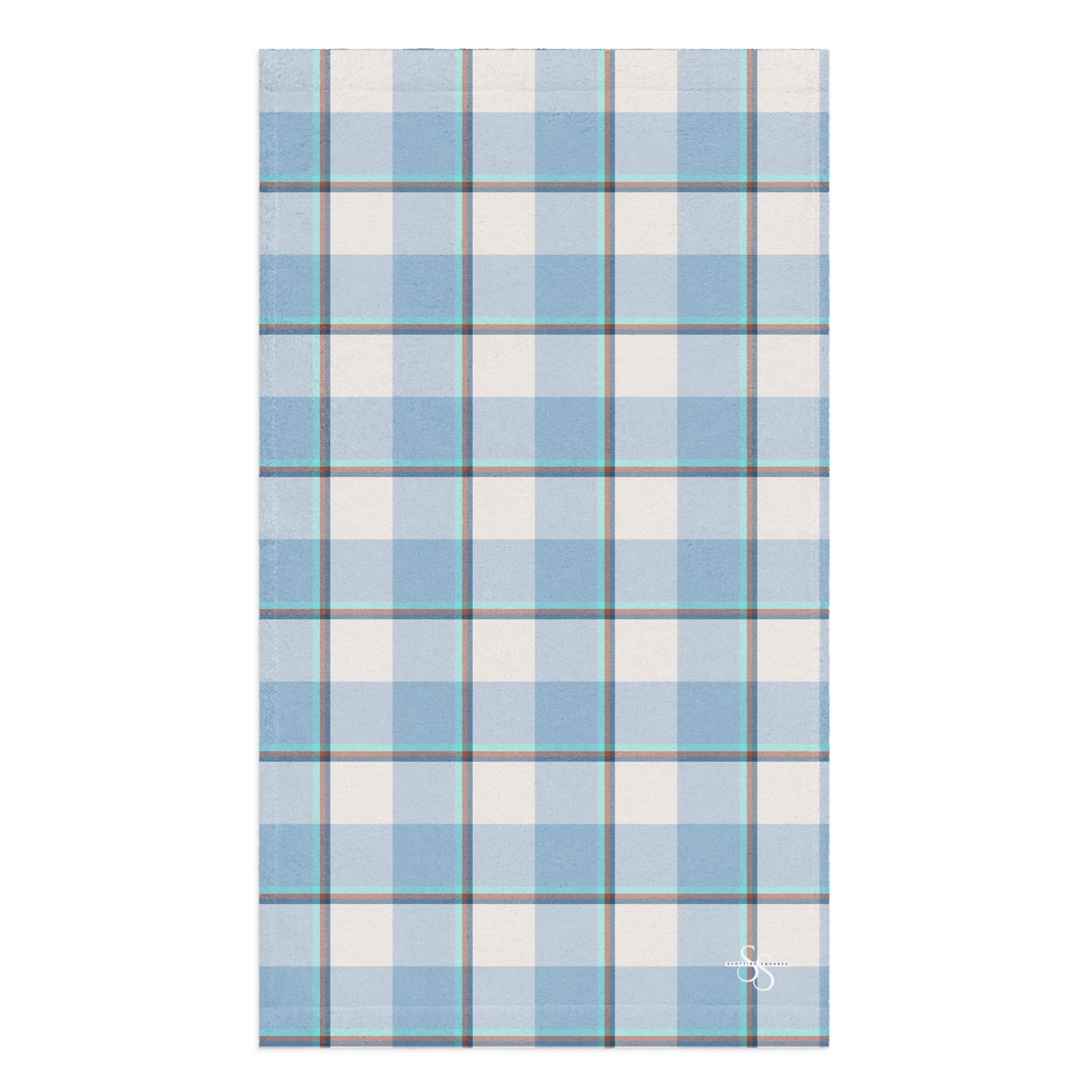 Pink Cloud and Blue Lagoon Plaid Hand Towel - Scottish Squares
