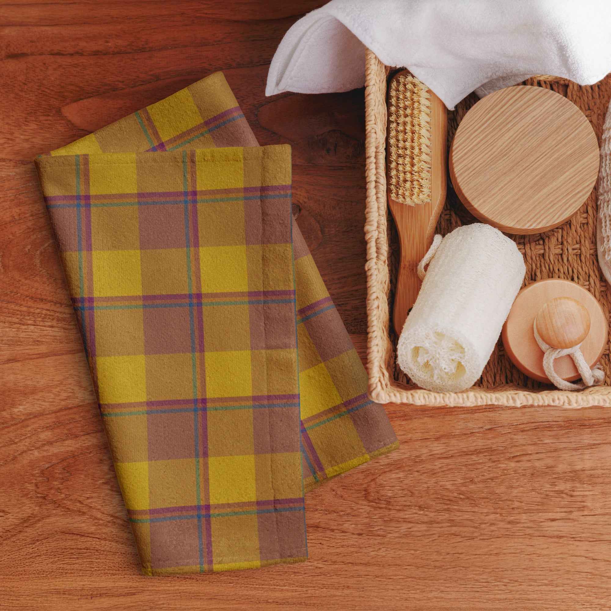 Potters Clay and Pizza Plaid Hand Towel - Scottish Squares