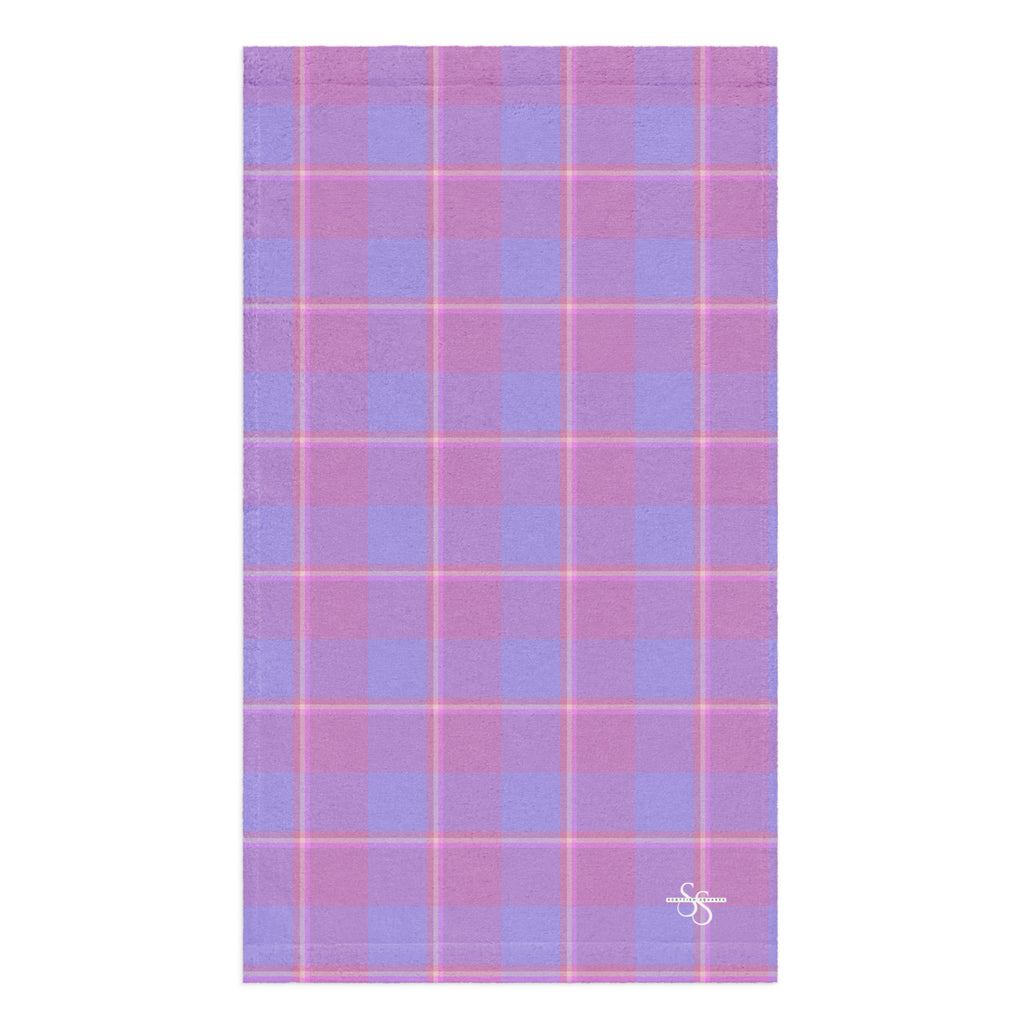 Viola and Dull Lavender Plaid Hand Towel - Scottish Squares