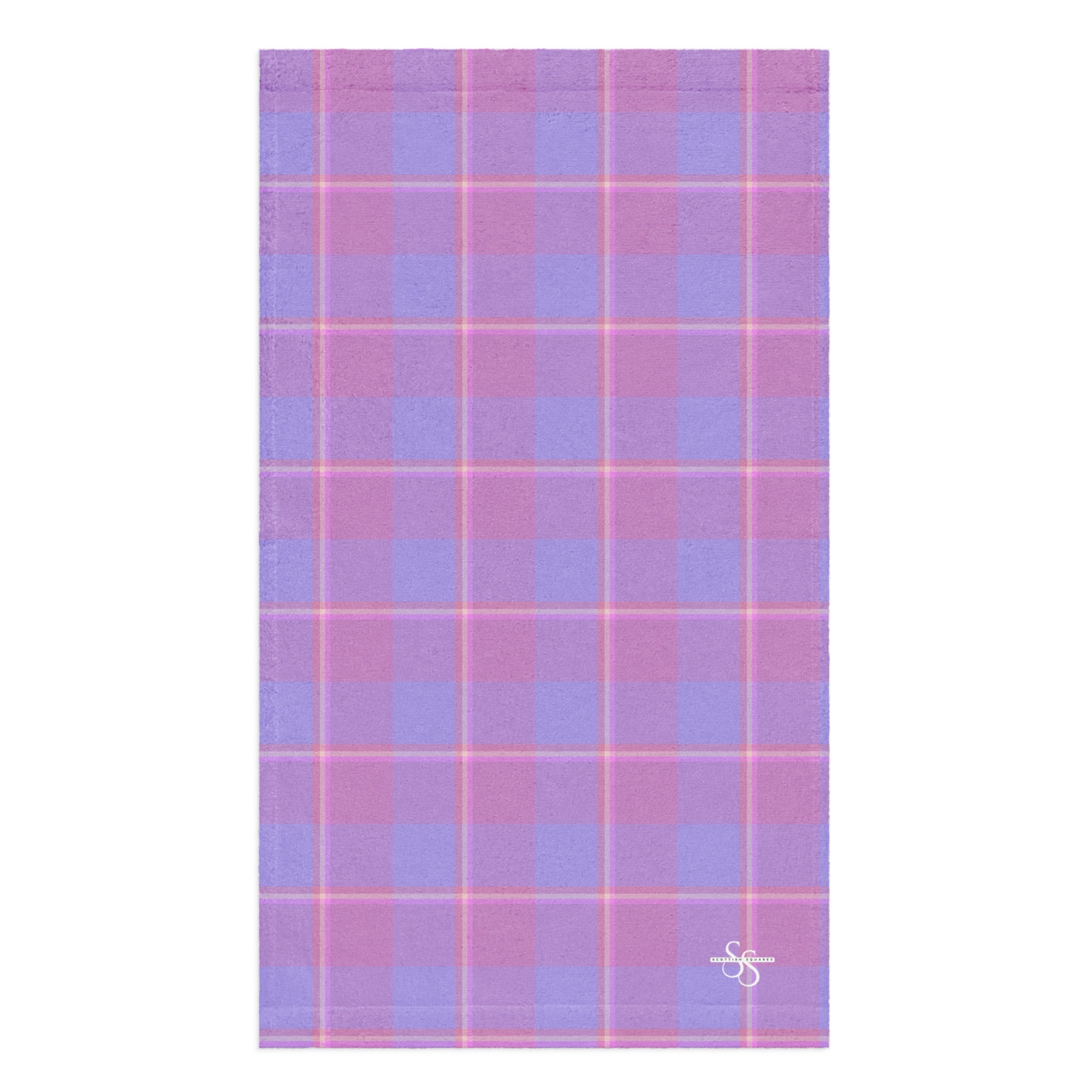 Viola and Dull Lavender Plaid Hand Towel - Scottish Squares
