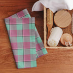 Vista Blue and Turkish Rose Plaid Hand Towel - Scottish Squares