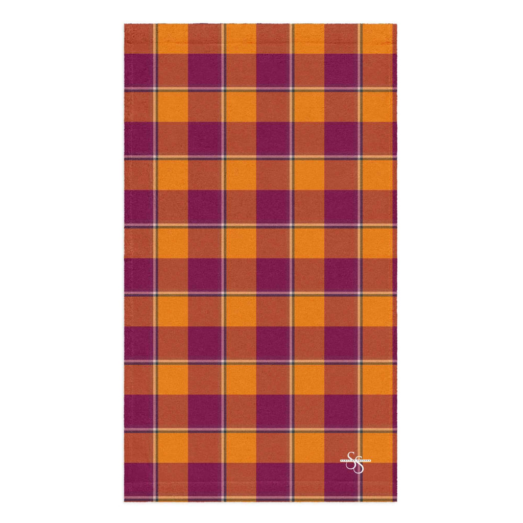 Tahiti Gold and Rose Bud Cherry Plaid Hand Towel - Scottish Squares