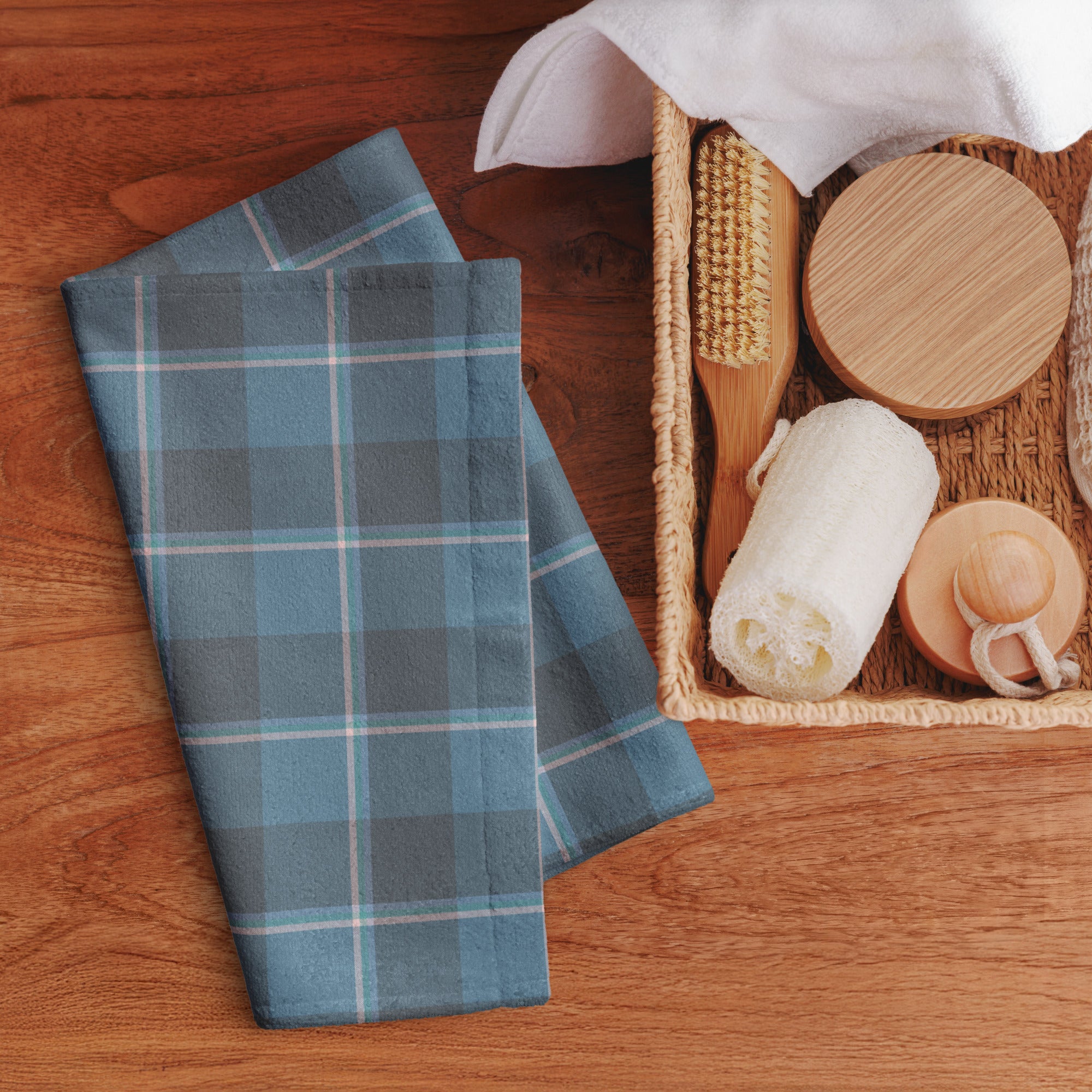 Hoki and Shuttle Gray Plaid Hand Towel - Scottish Squares
