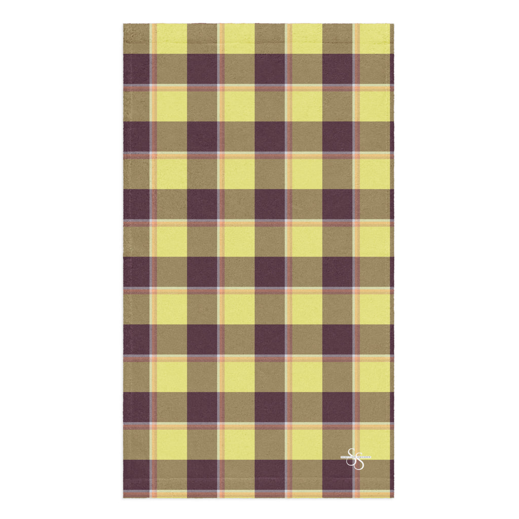 Flax and Livid Brown Plaid Hand Towel - Scottish Squares