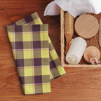 Flax and Livid Brown Plaid Hand Towel - Scottish Squares