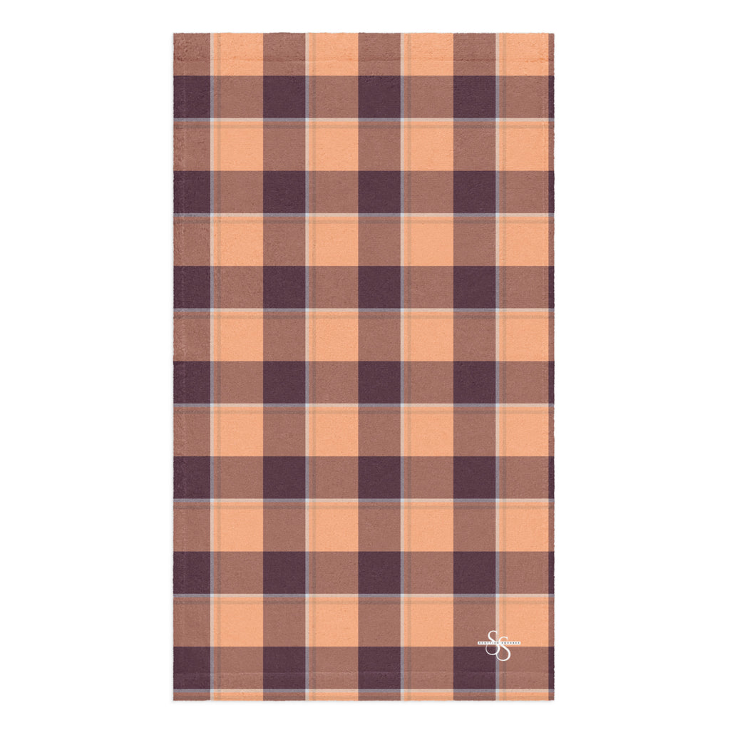 Hit Pink and Livid Brown Plaid Hand Towel - Scottish Squares