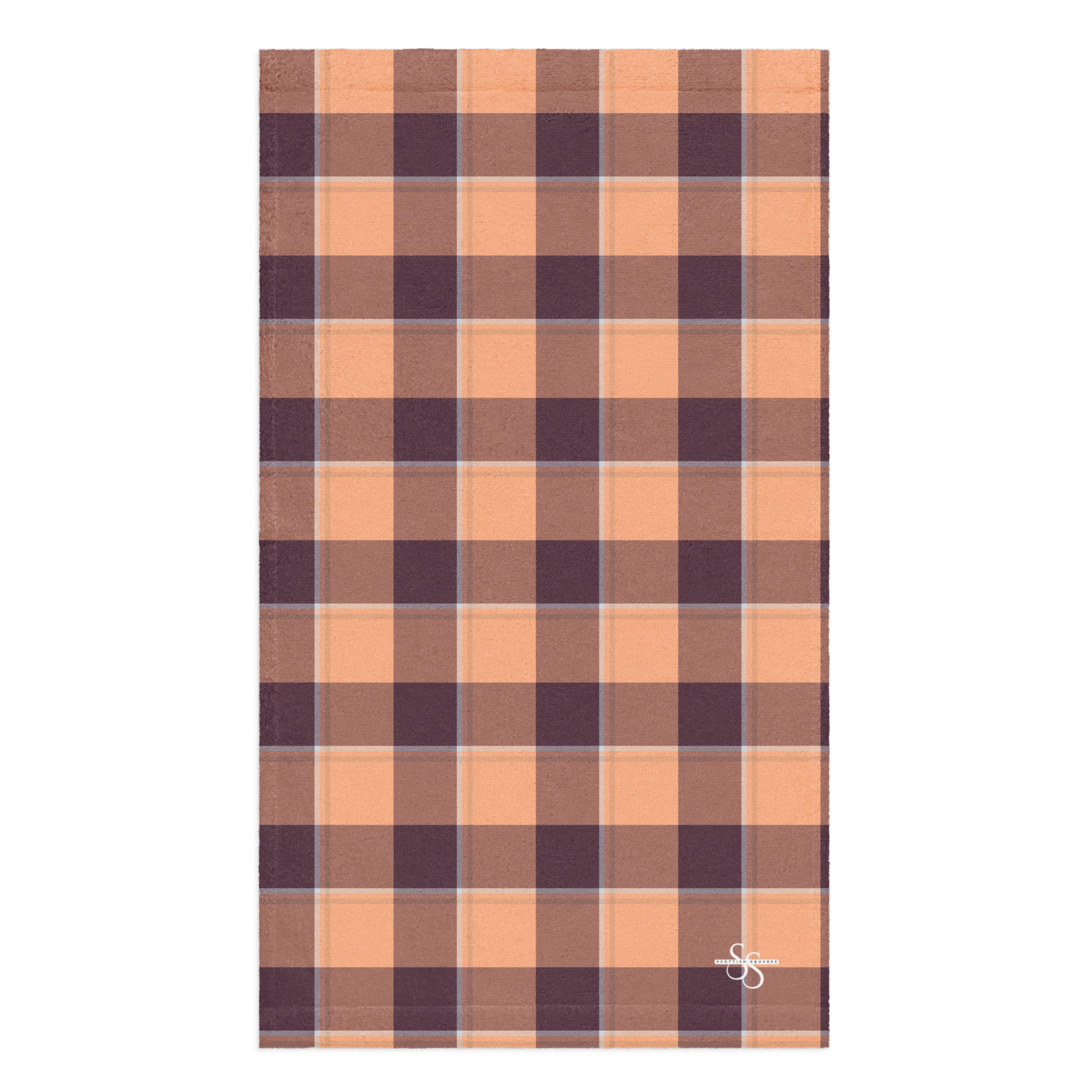 Hit Pink and Livid Brown Plaid Hand Towel - Scottish Squares