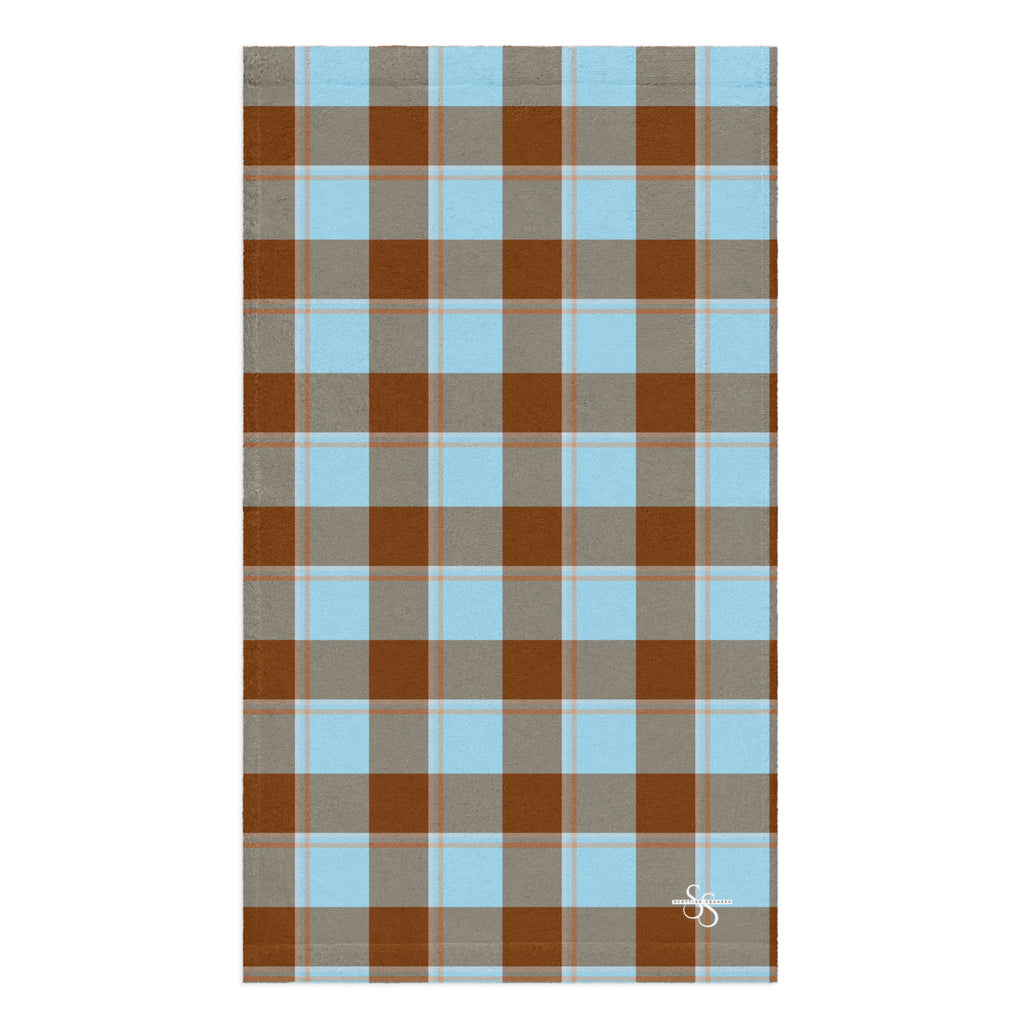 Blizzard Blue and Livid Brown Plaid Hand Towel - Scottish Squares
