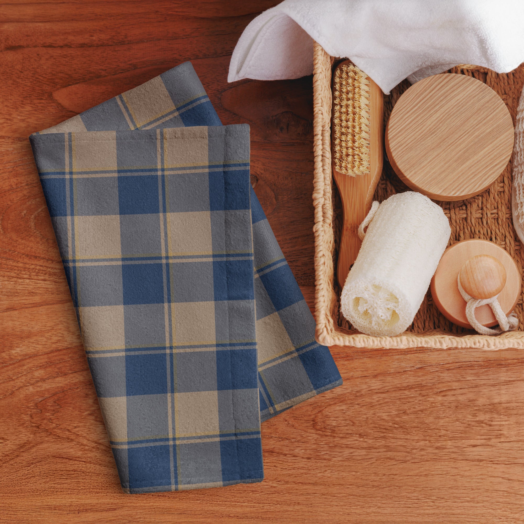 Cello and Donkey Brown Plaid Hand Towel - Scottish Squares
