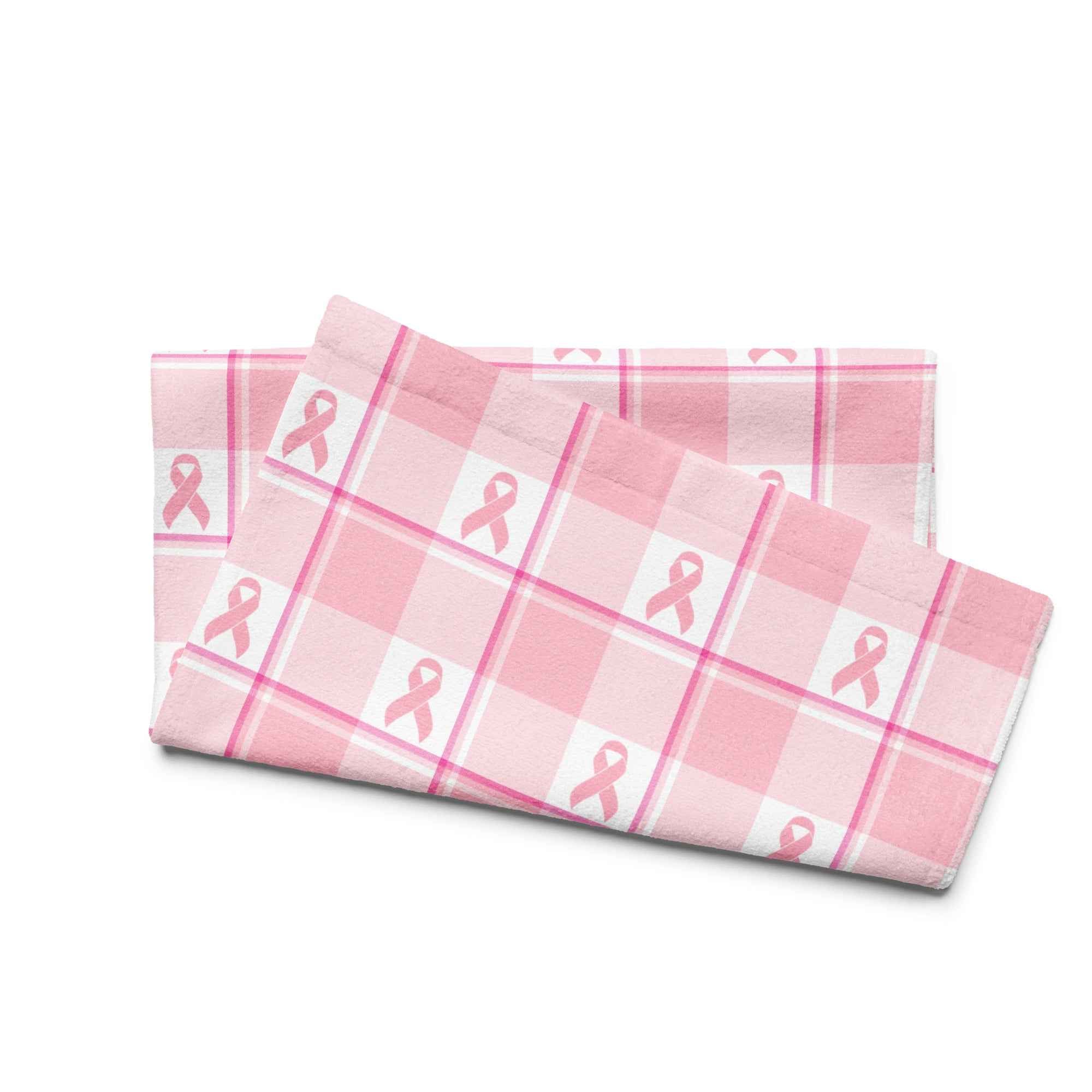 Hand Towel Breast Cancer Awareness Plaid - Scottish Squares