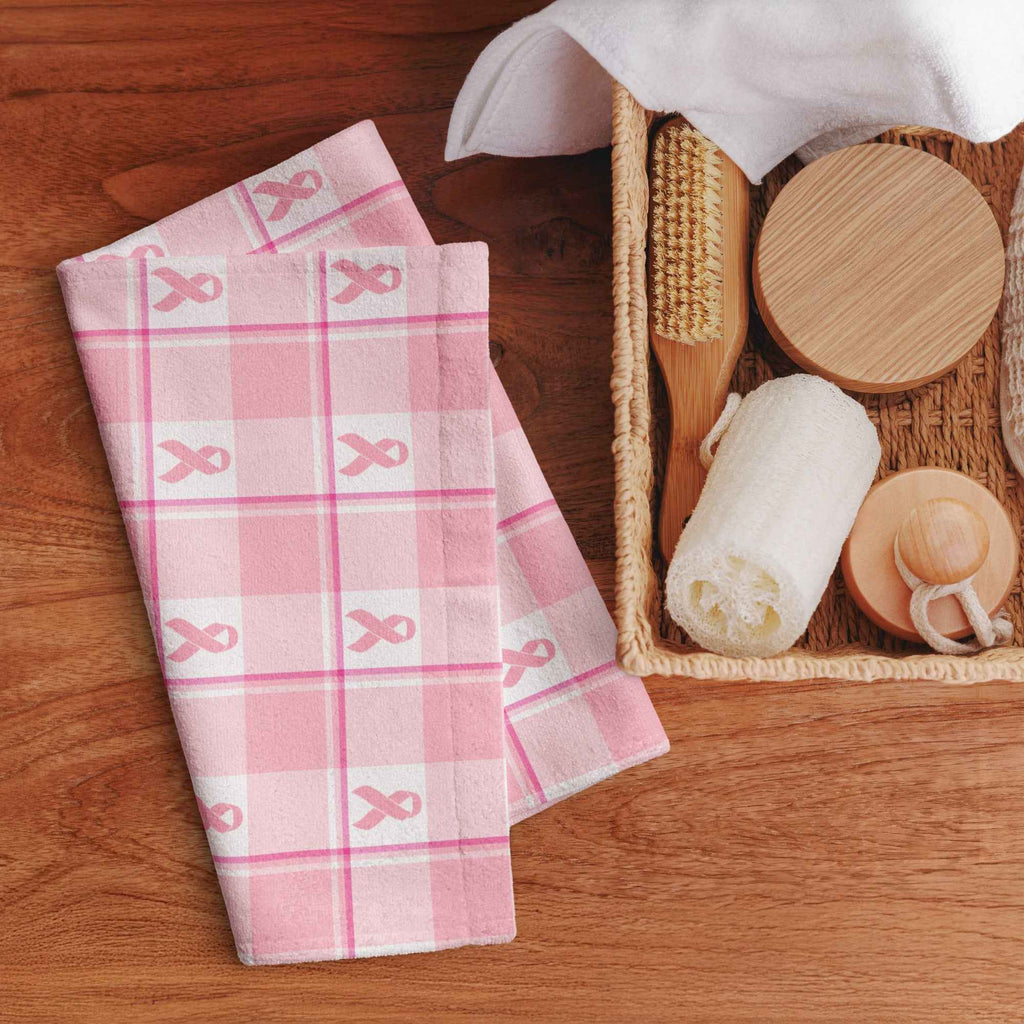 Hand Towel Breast Cancer Awareness Plaid - Scottish Squares
