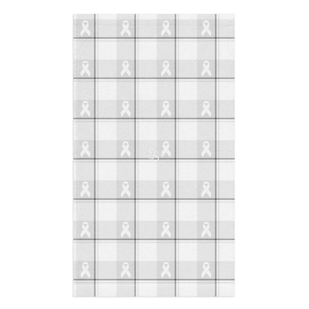 Hand Towel Lung Cancer Awareness Plaid, White Ribbon, Supportive Gift - Scottish Squares