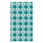 Hand Towel Cervical Cancer Awareness Plaid, Teal Ribbon, Supportive Gift - Scottish Squares