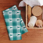 Hand Towel Cervical Cancer Awareness Plaid, Teal Ribbon, Supportive Gift - Scottish Squares