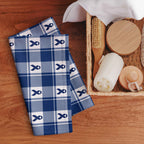 Hand Towel Colorectal Cancer Awareness Plaid, Dark Blue Ribbon, Supportive Gift - Scottish Squares