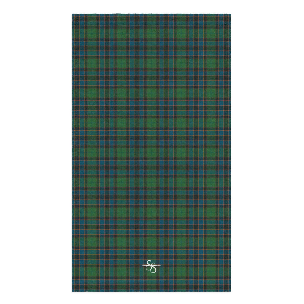 Hand Towel Green Blue Orange Plaid Tartan