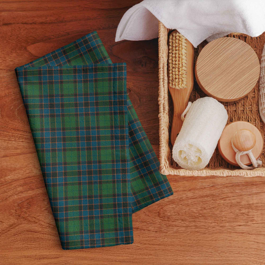 Hand Towel Green Blue Orange Plaid Tartan