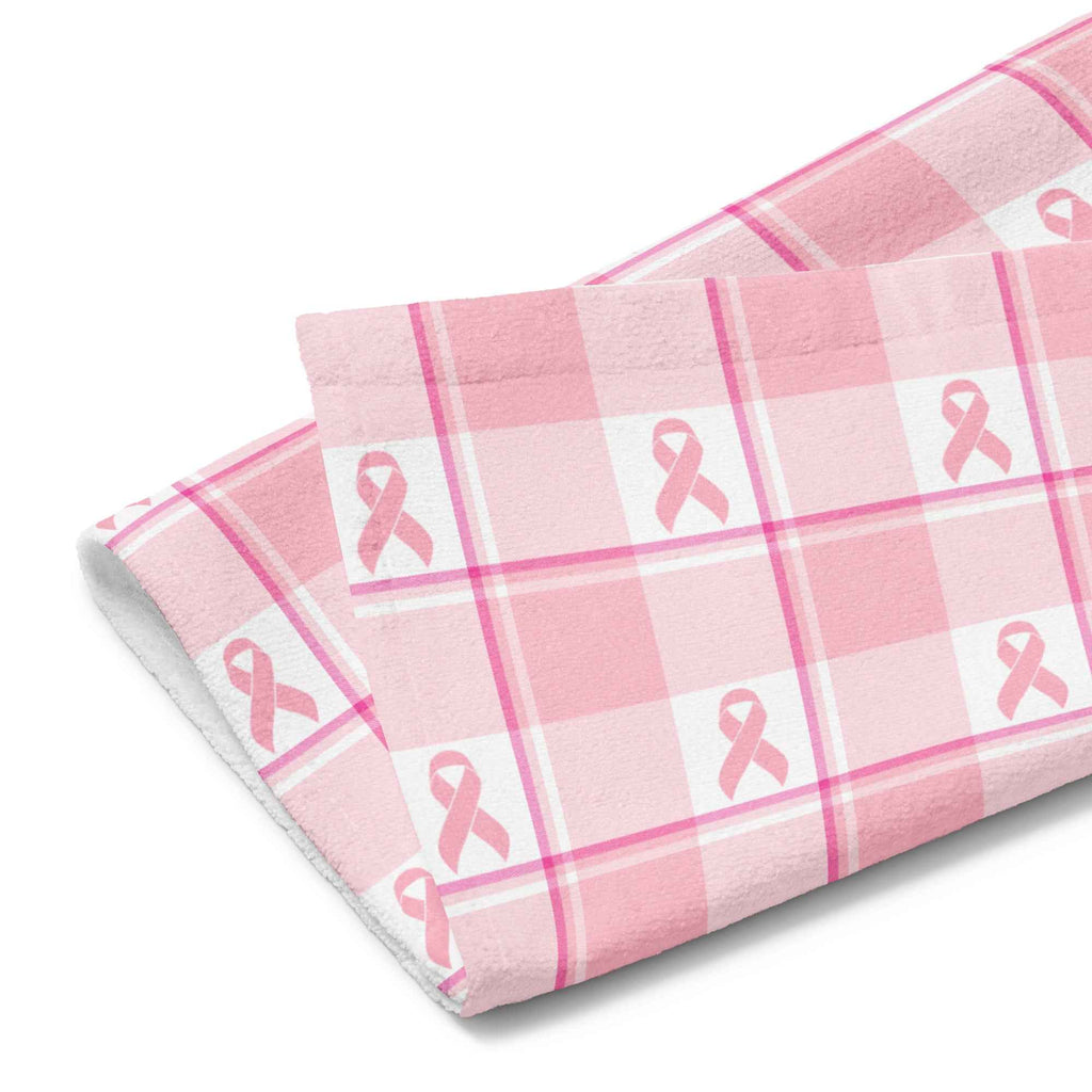 Hand Towel Breast Cancer Awareness Plaid - Scottish Squares