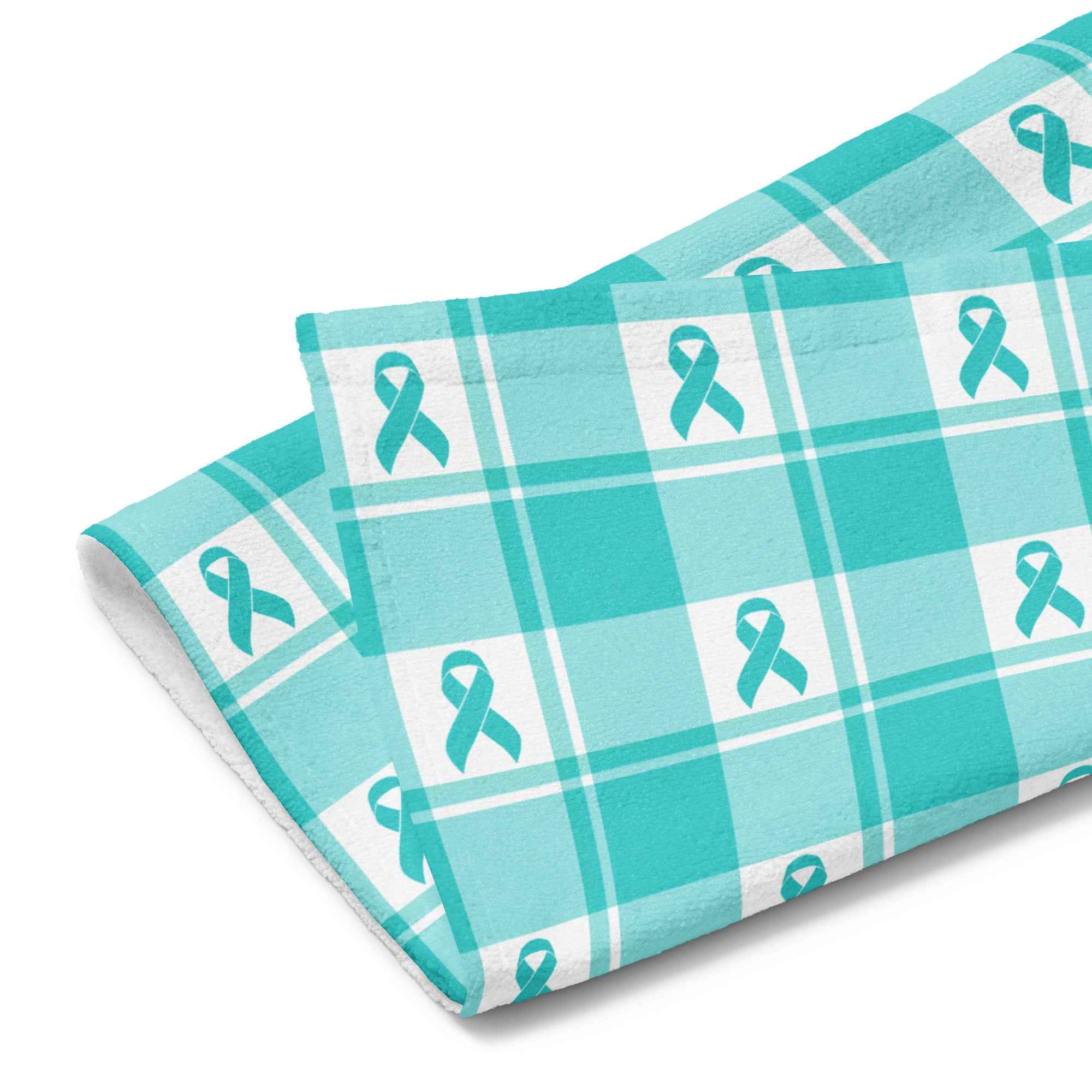 Hand Towel Ovarian Cancer Awareness Plaid - Scottish Squares