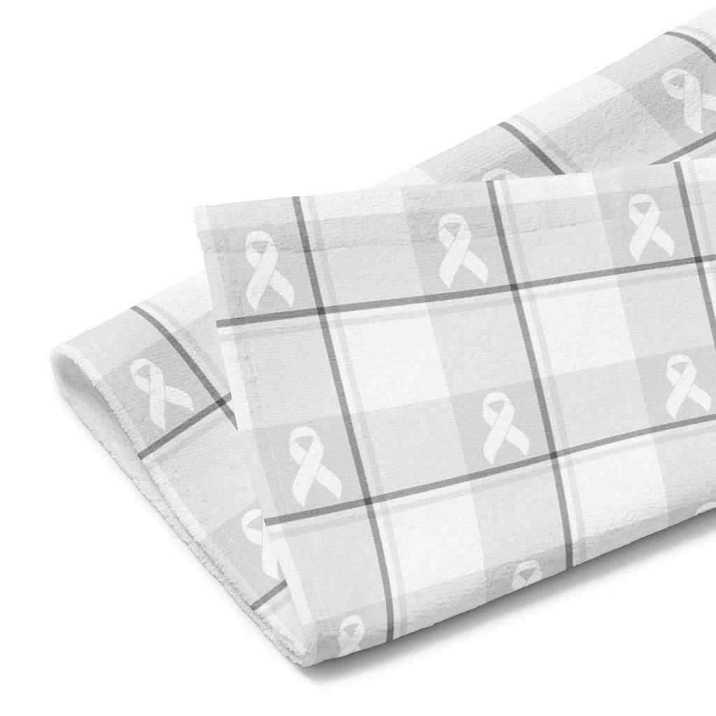 Hand Towel Lung Cancer Awareness Plaid, White Ribbon, Supportive Gift Default Title - Scottish Squares