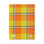 Personalized Blaze Orange and Bird Flower Plaid Hardcover Journal - Scottish Squares