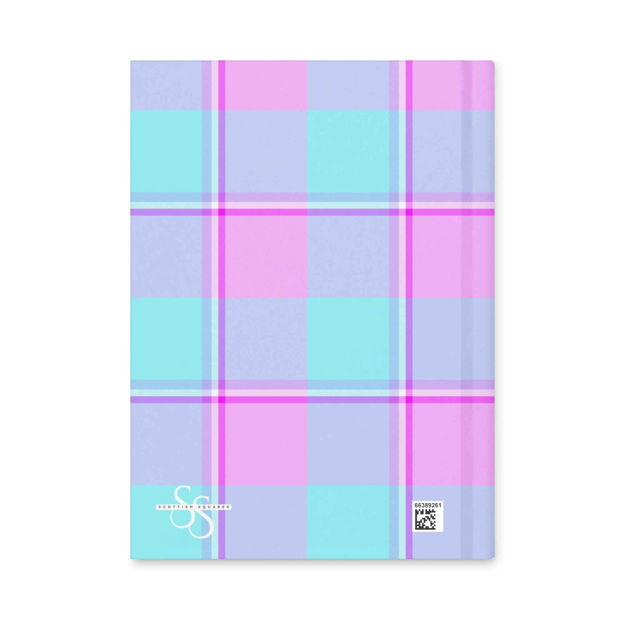 Personalized Mauve and Coastal Mist Plaid Hardcover Journal - Scottish Squares
