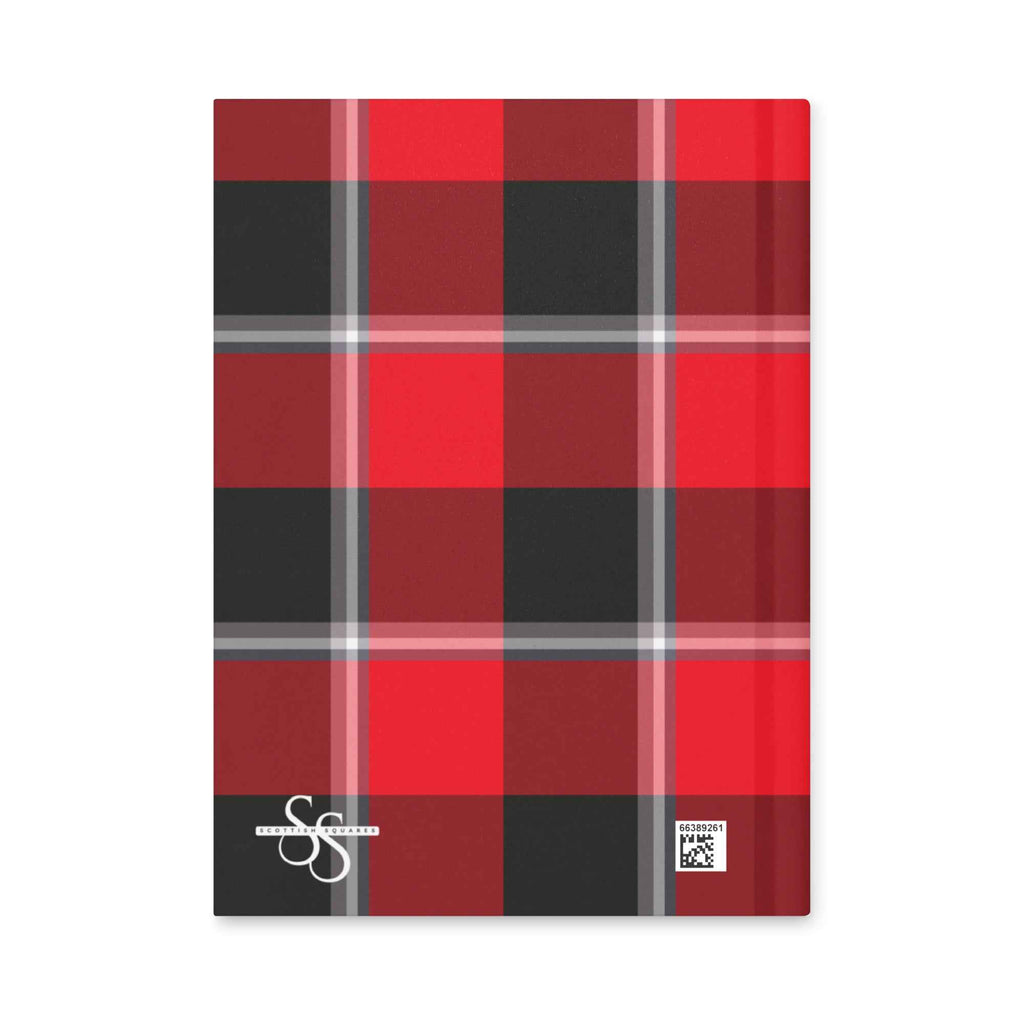Personalized Red Ribbon and Heavy Metal Plaid Hardcover Journal - Scottish Squares