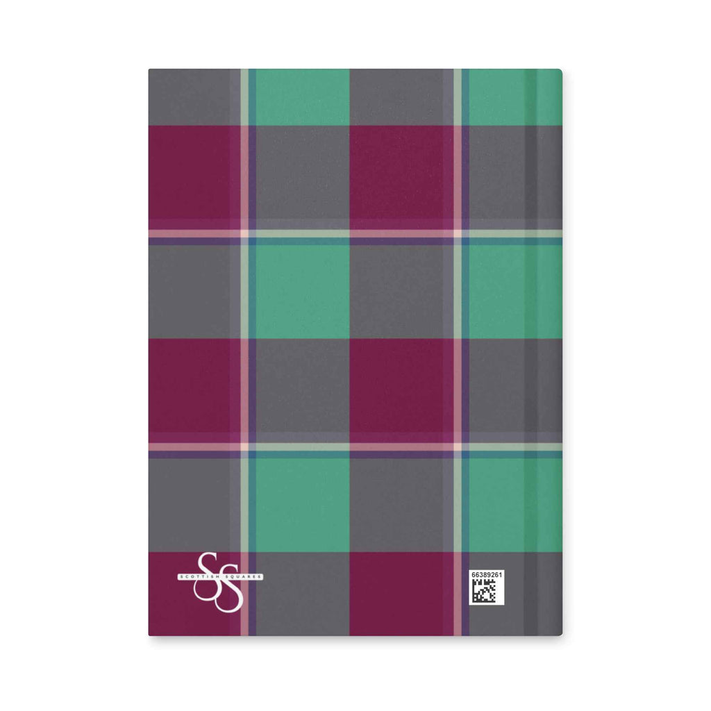 Personalized Ocean Green and Mulberry Wood Plaid Hardcover Journal - Scottish Squares