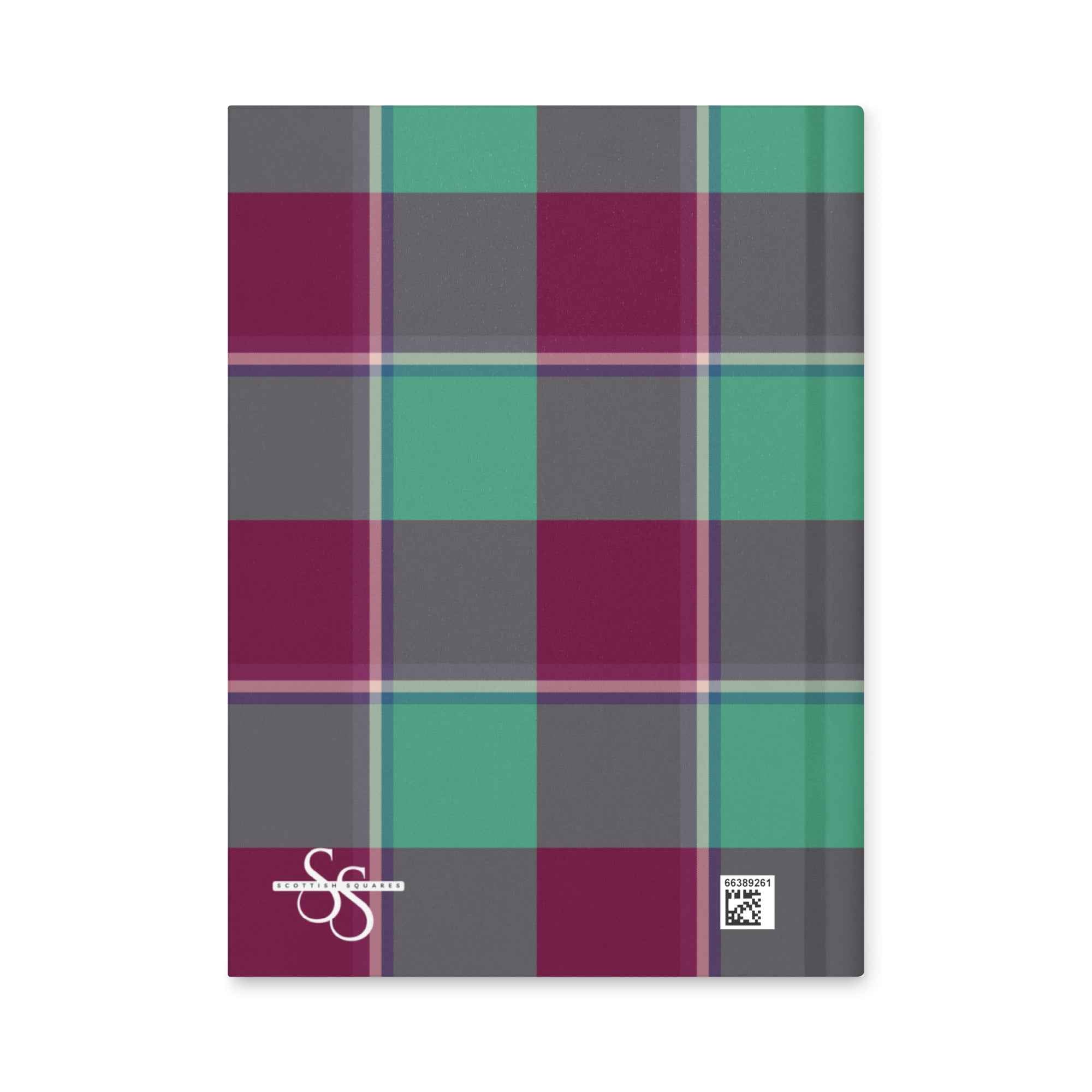 Personalized Ocean Green and Mulberry Wood Plaid Hardcover Journal - Scottish Squares