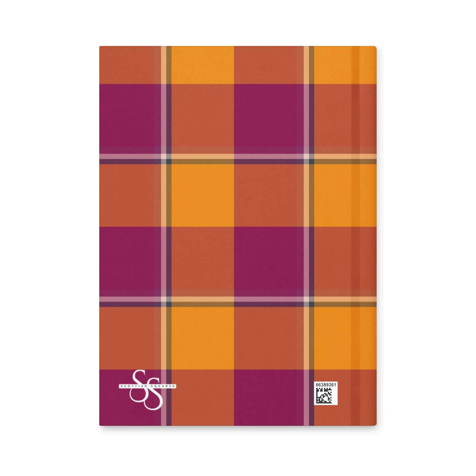 Personalized Tahiti Gold and Rose Bud Cherry Plaid Hardcover Journal - Scottish Squares