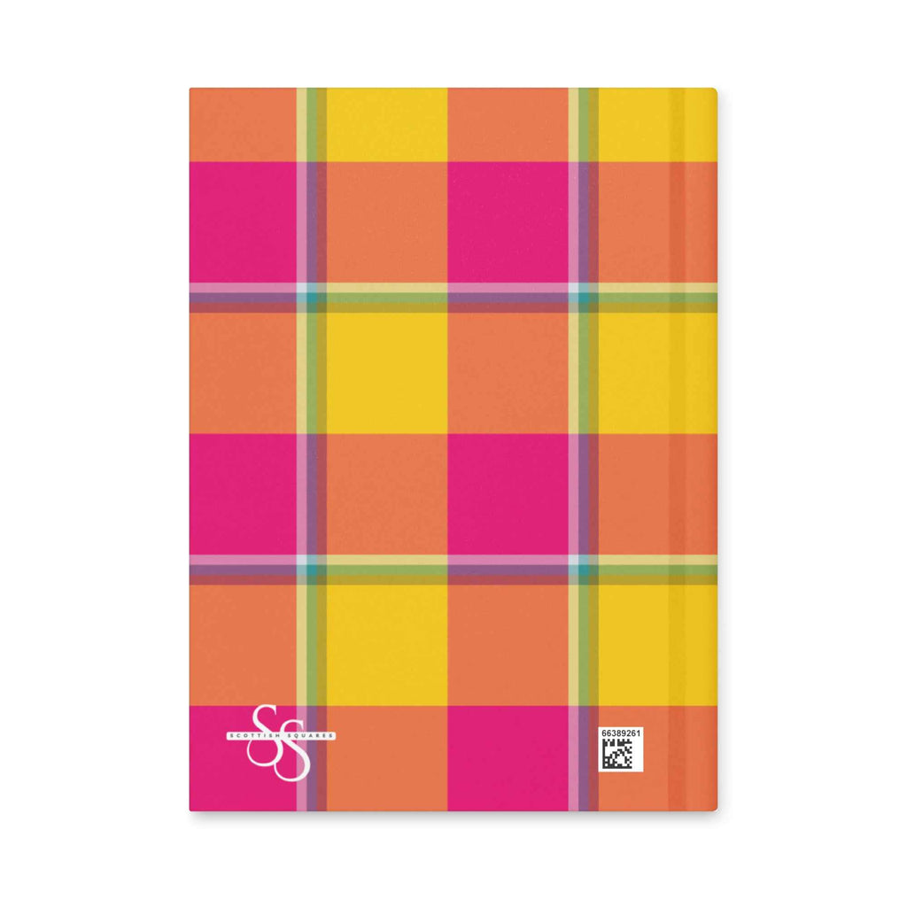 Personalized Corn and Razzmatazz Plaid Hardcover Journal - Scottish Squares