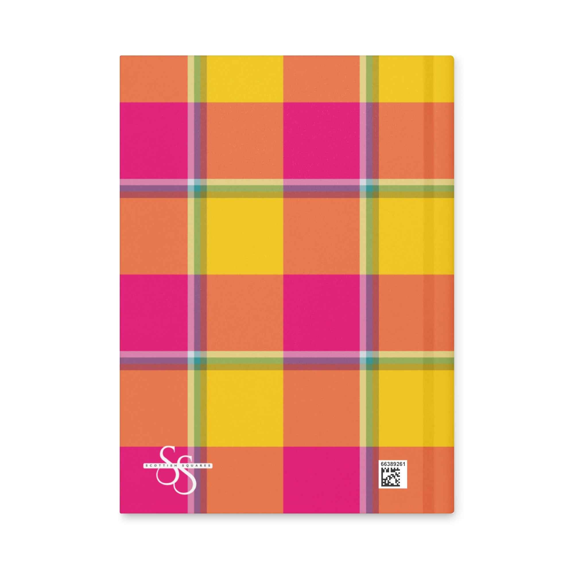 Personalized Corn and Razzmatazz Plaid Hardcover Journal - Scottish Squares