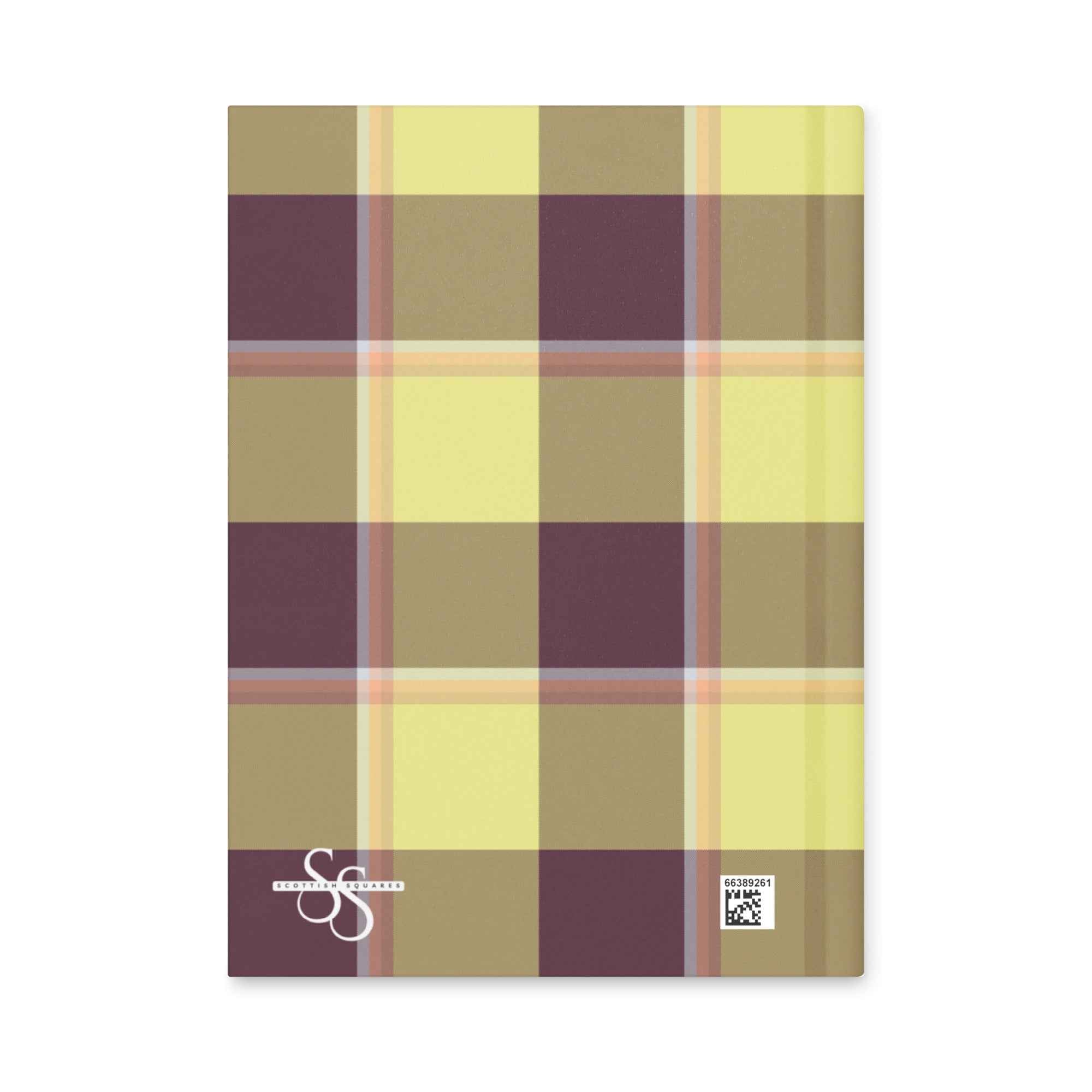 Personalized Flax and Livid Brown Plaid Hardcover Journal - Scottish Squares