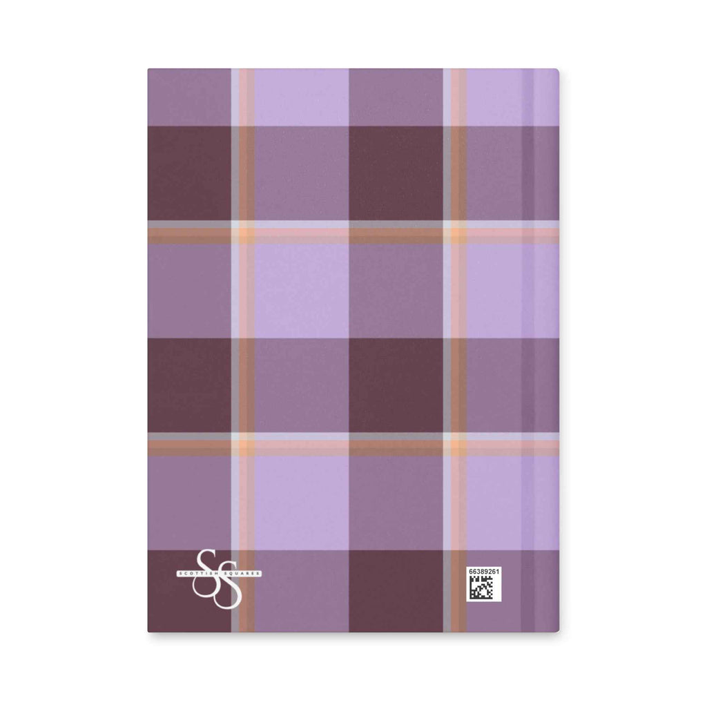Personalized Light Wisteria and Livid Brown Plaid Hardcover Journal - Scottish Squares