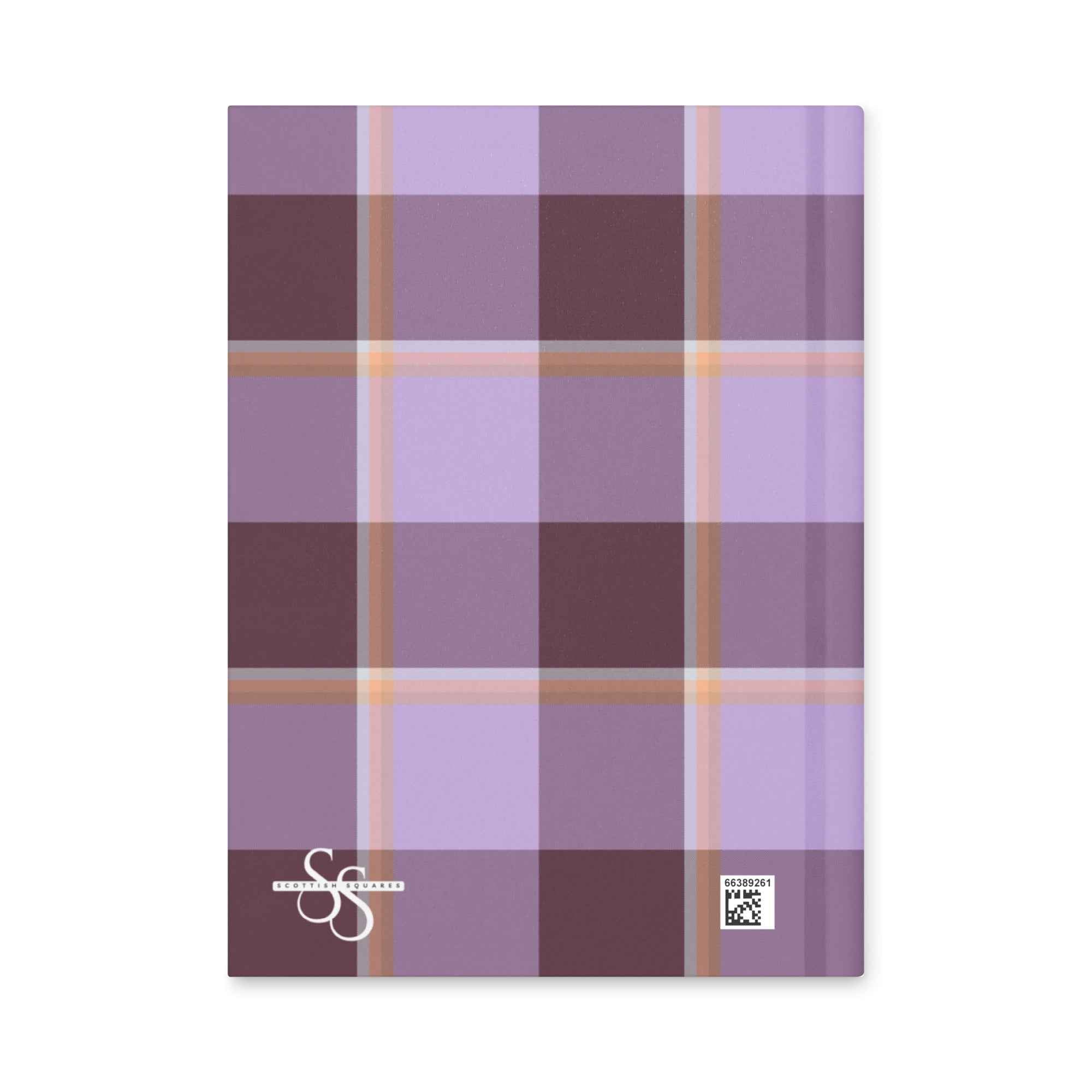 Personalized Light Wisteria and Livid Brown Plaid Hardcover Journal - Scottish Squares