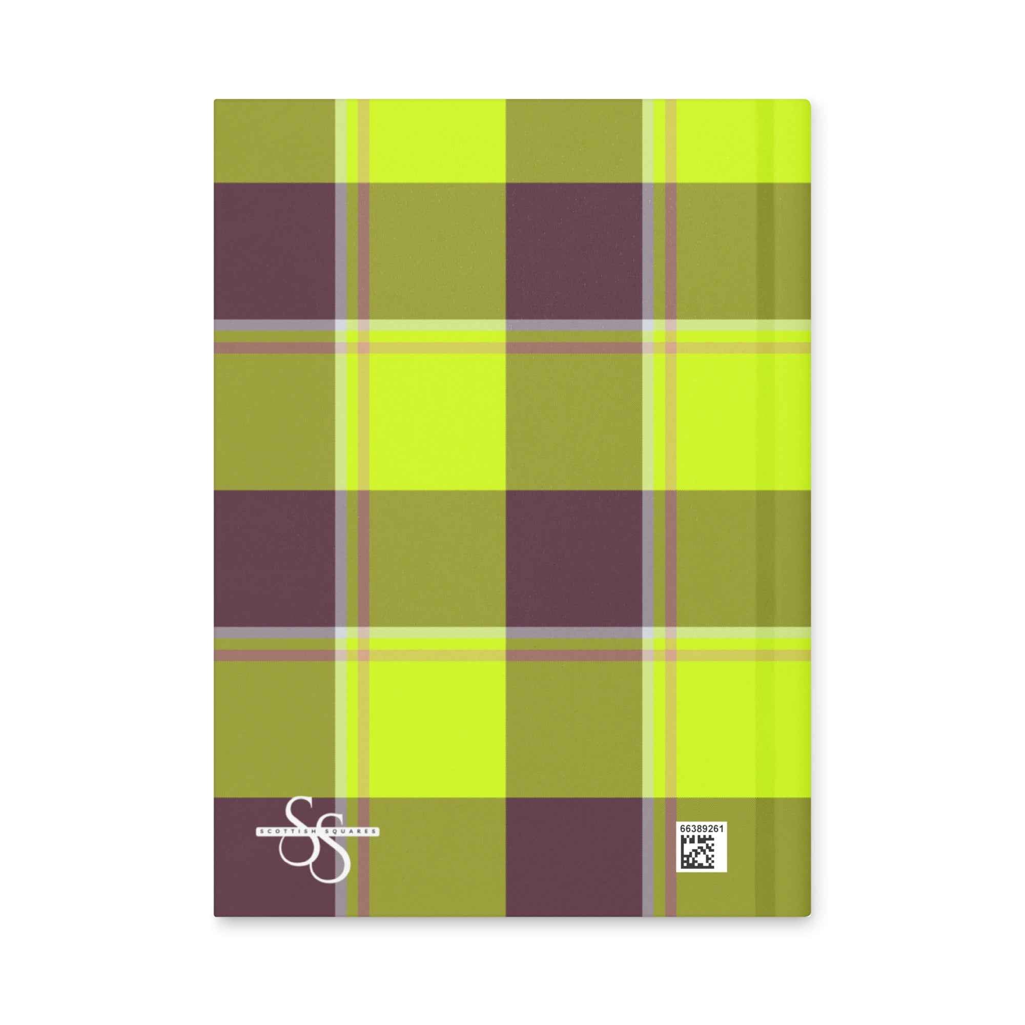 Electric Lime and Livid Brown Plaid Hardcover Journal - Scottish Squares