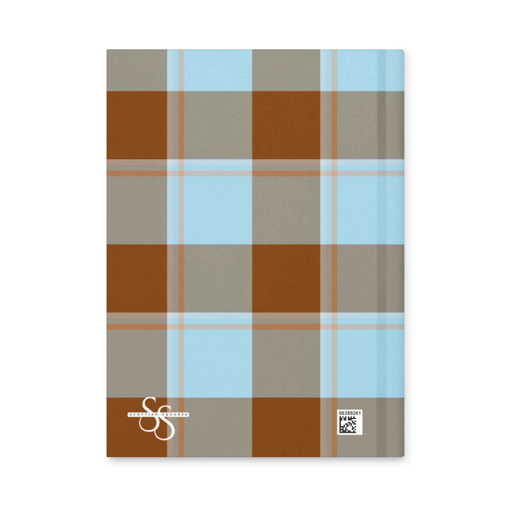 Personalized Blizzard Blue and Livid Brown Plaid Hardcover Journal - Scottish Squares