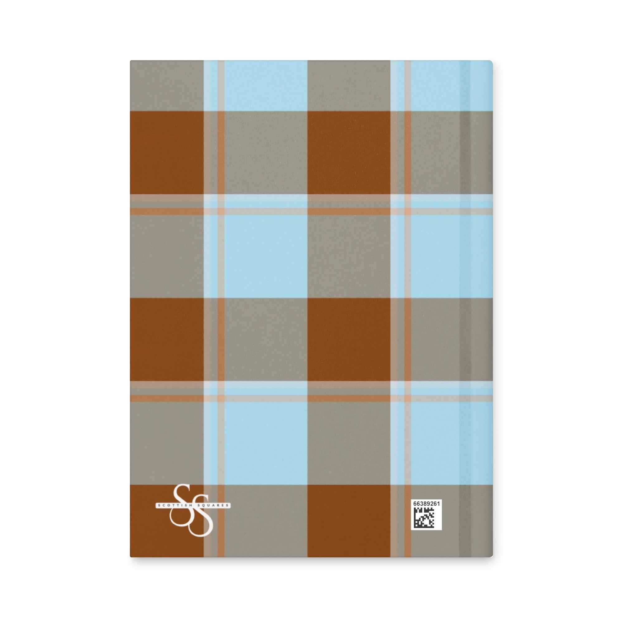 Personalized Blizzard Blue and Livid Brown Plaid Hardcover Journal - Scottish Squares