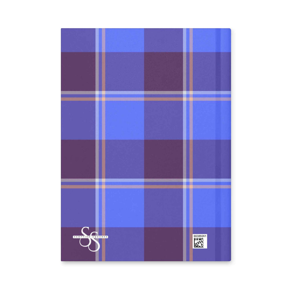 Personalized Cornflower Blue and Livid Brown Plaid Hardcover Journal - Scottish Squares