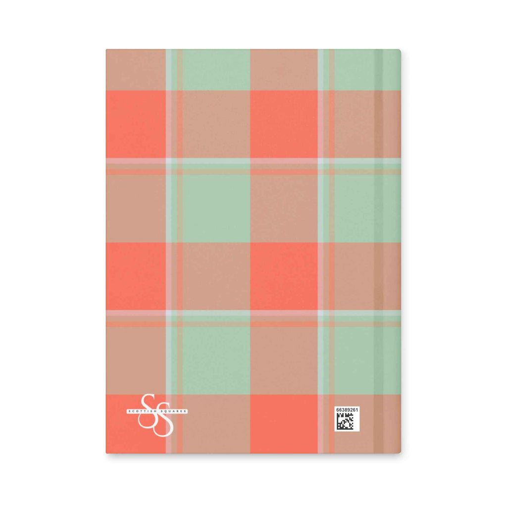 Personalized Spring Rain and Persimmon Plaid Hardcover Journal - Scottish Squares