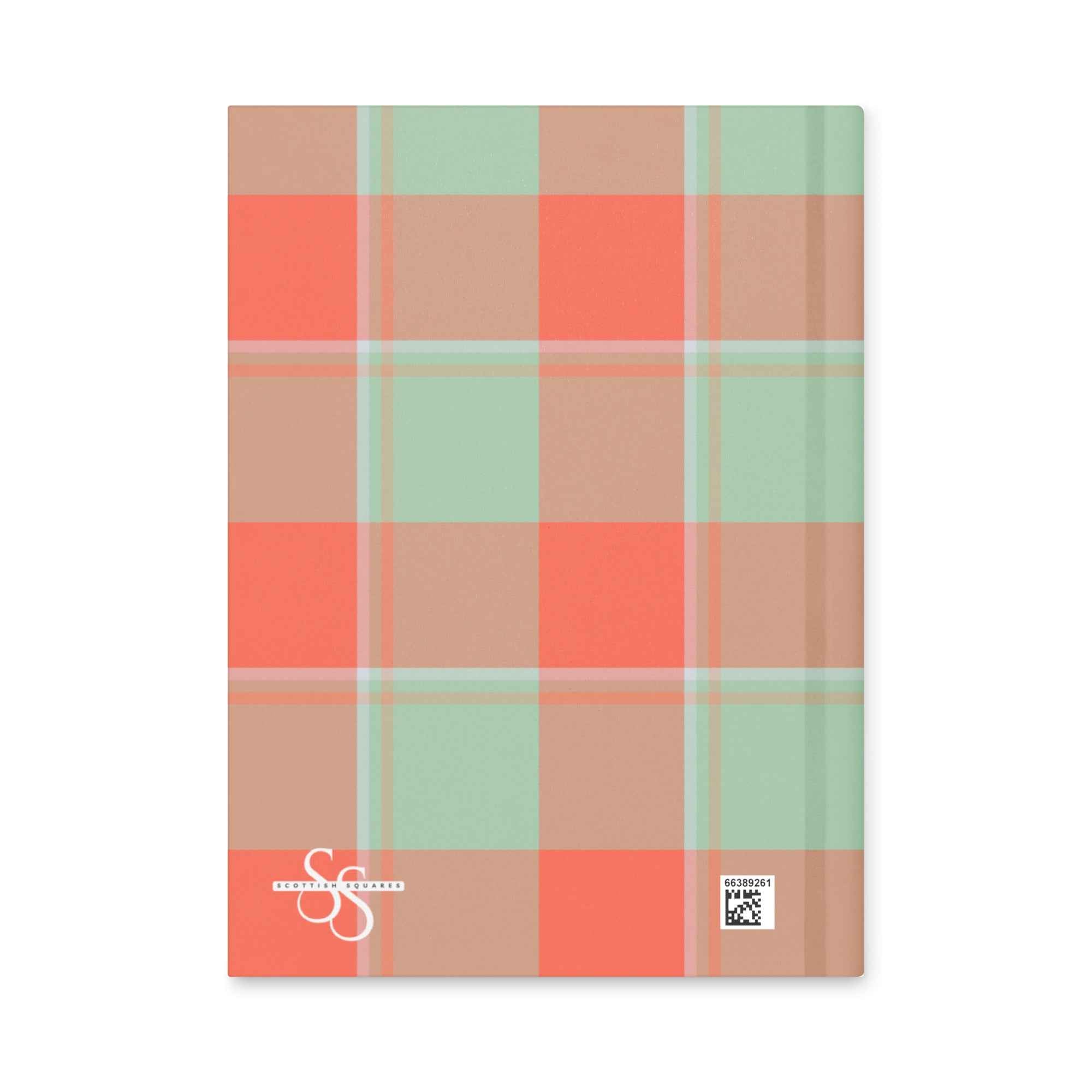 Personalized Spring Rain and Persimmon Plaid Hardcover Journal - Scottish Squares