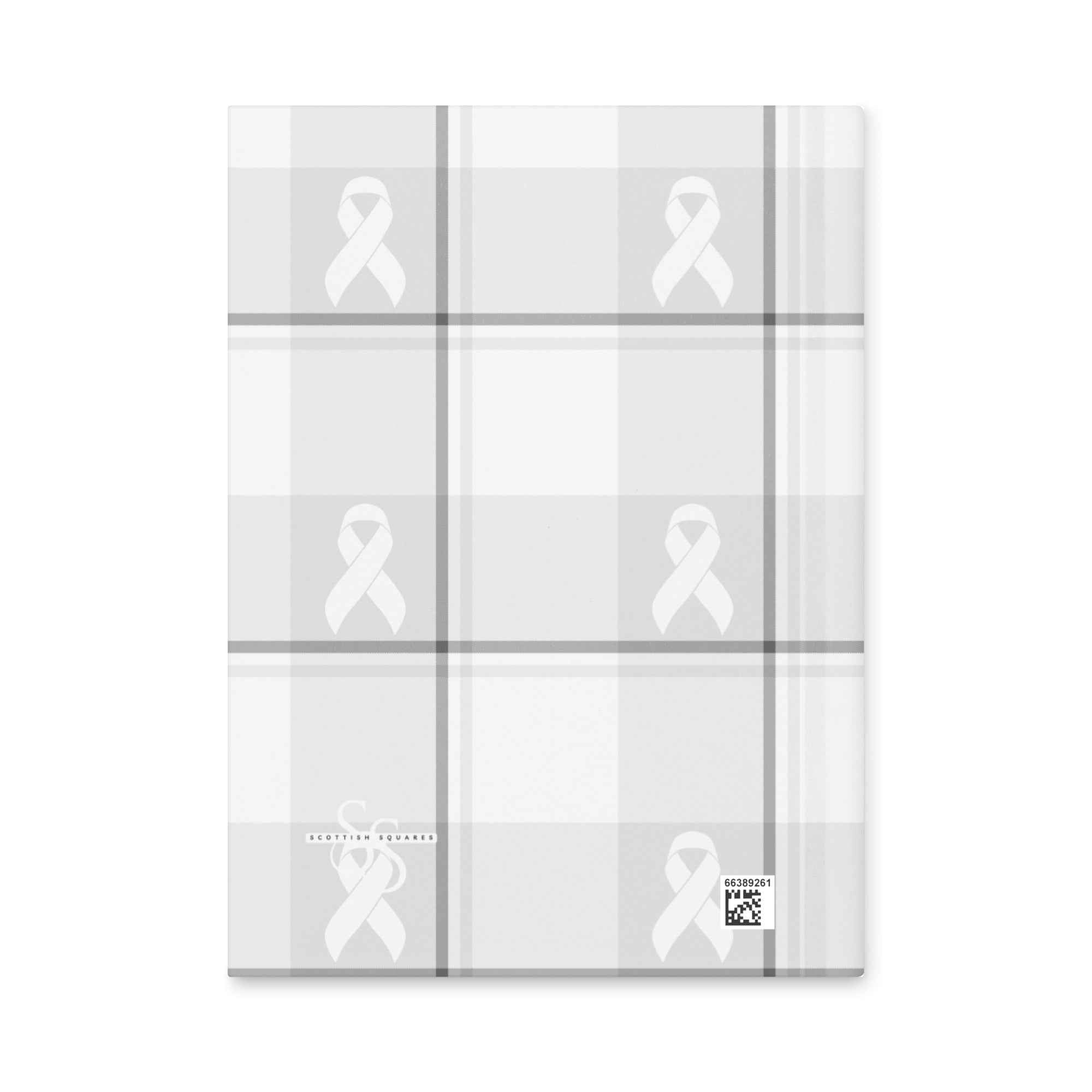 Hardcover Journal Lung Cancer Awareness Plaid, White Ribbon, Supportive Gift - Scottish Squares