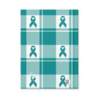 Hardcover Journal Cervical Cancer Awareness Plaid, Teal Ribbon, Supportive Gift - Scottish Squares