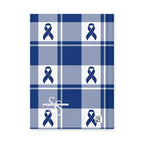 Hardcover Journal Colorectal Cancer Awareness Plaid, Dark Blue Ribbon, Supportive Gift - Scottish Squares