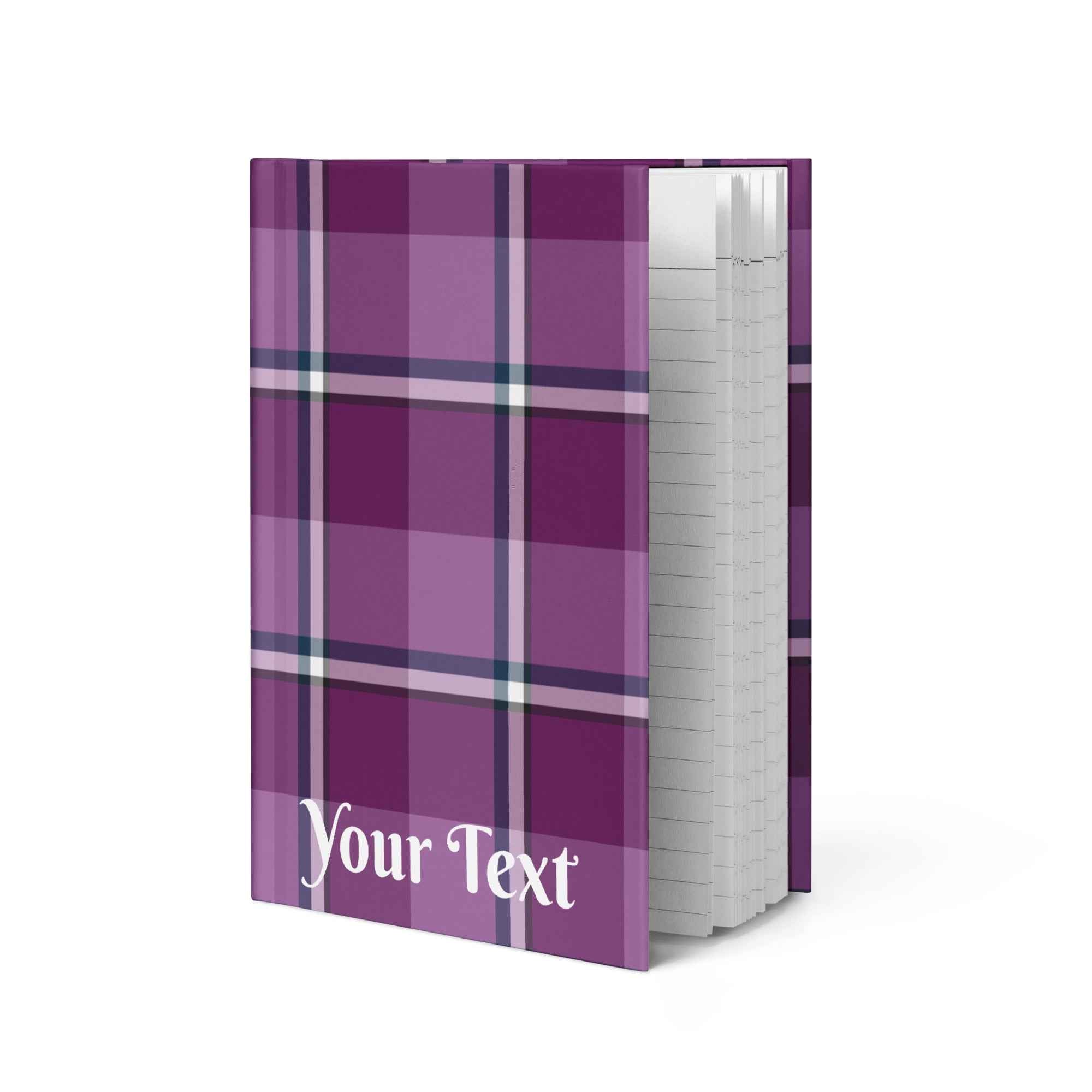 Personalized Purple and Trendy Pink Plaid Hardcover Journal - Scottish Squares