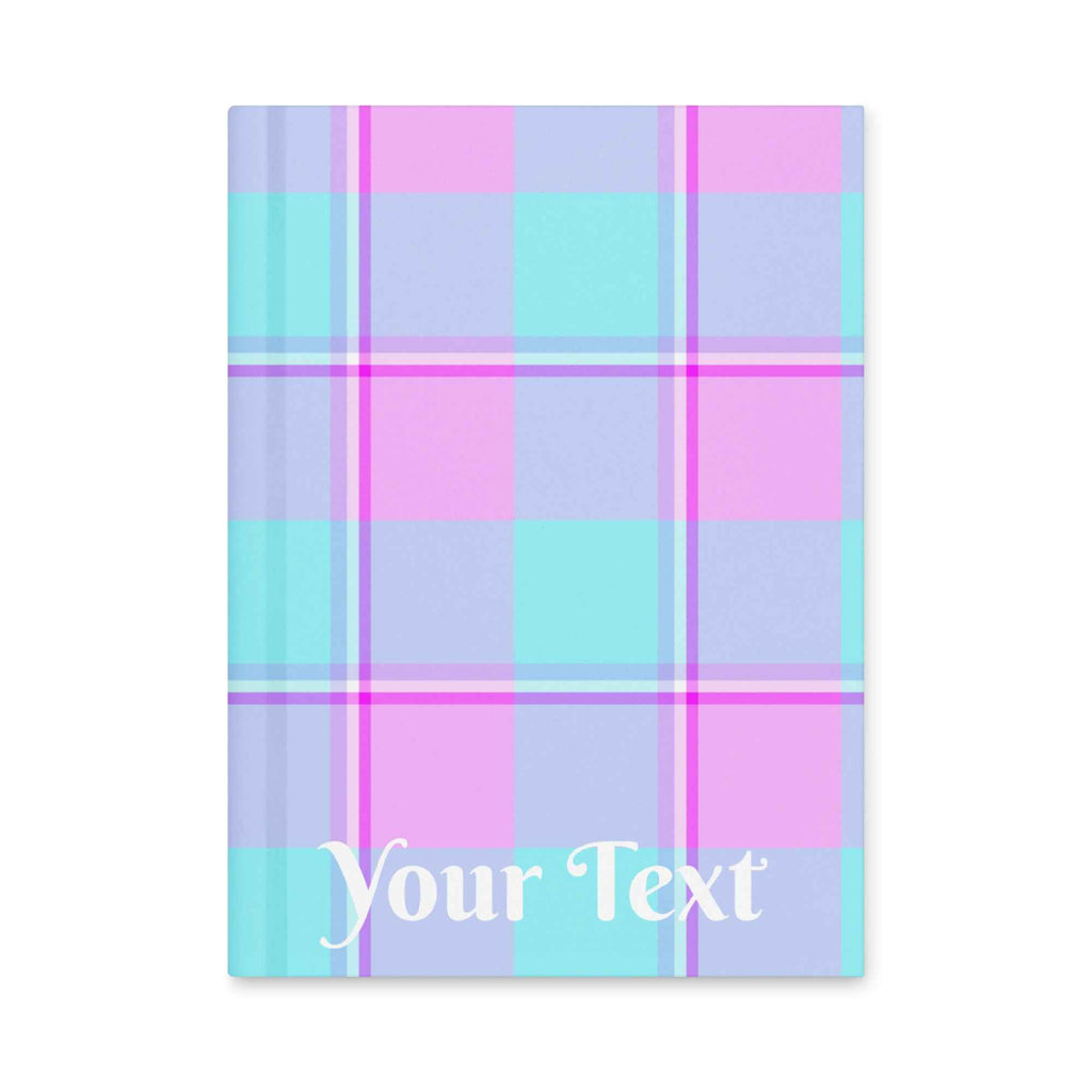 Personalized Mauve and Coastal Mist Plaid Hardcover Journal - Scottish Squares