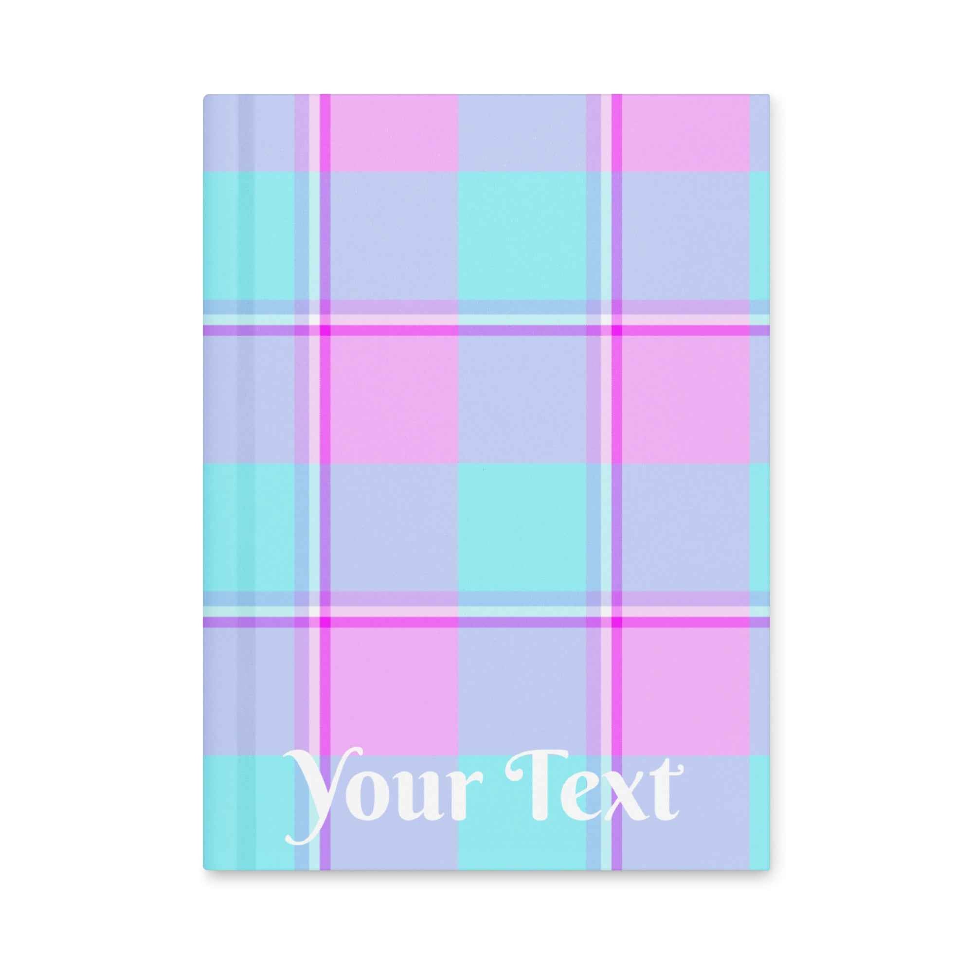 Personalized Mauve and Coastal Mist Plaid Hardcover Journal - Scottish Squares