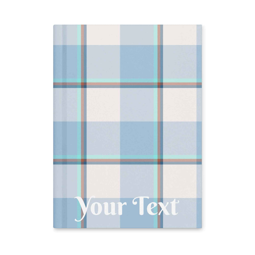 Personalized Pink Cloud and Blue Lagoon Plaid Hardcover Journal - Scottish Squares