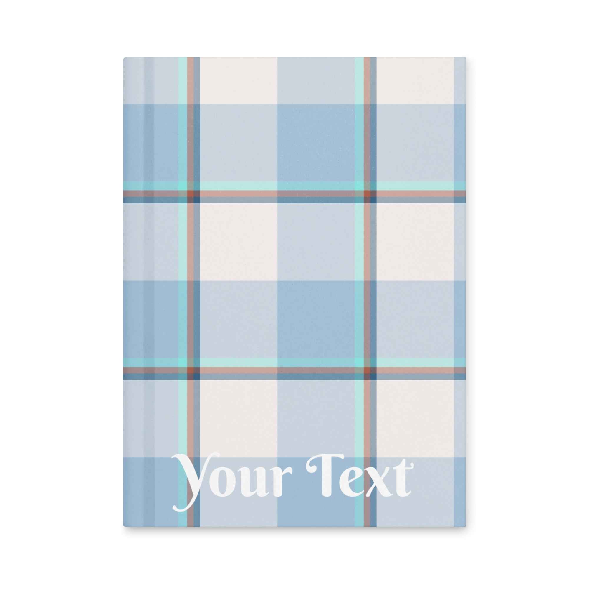 Personalized Pink Cloud and Blue Lagoon Plaid Hardcover Journal - Scottish Squares