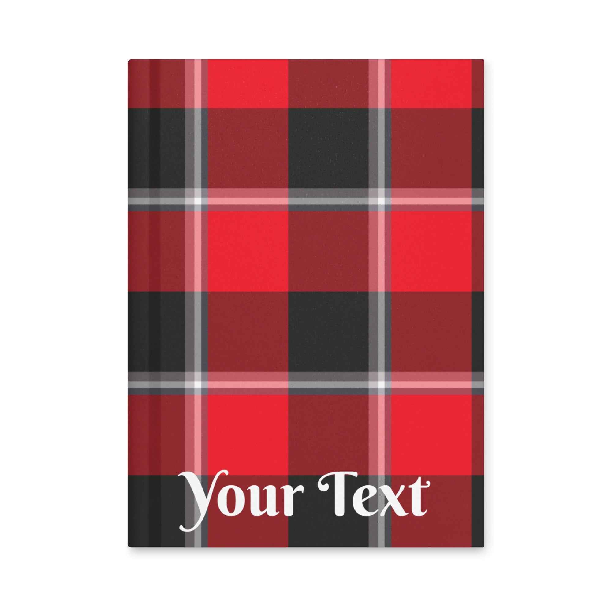 Personalized Red Ribbon and Heavy Metal Plaid Hardcover Journal - Scottish Squares